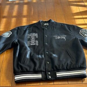 Stussy Black and White Varsity Jacket